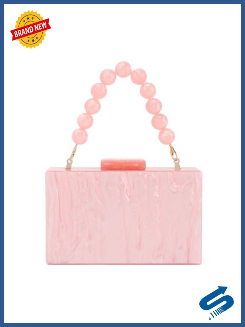Acrylic Clutch Purse Beaded Chain Evening Wedding Crossbody Bag